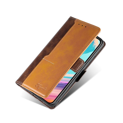 For iPhone X / XS Retro Texture Contrast Color Side Buckle Horizontal Flip Leather Case with Holder & Card Slots & Wallet(Brown) - More iPhone Cases by buy2fix | Online Shopping UK | buy2fix
