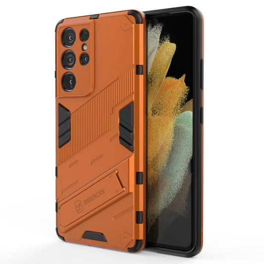 For Samsung Galaxy S21 Ultra 5G Punk Armor 2 in 1 PC + TPU Shockproof Case with Invisible Holder(Orange) - Galaxy S21 Ultra 5G Cases by buy2fix | Online Shopping UK | buy2fix