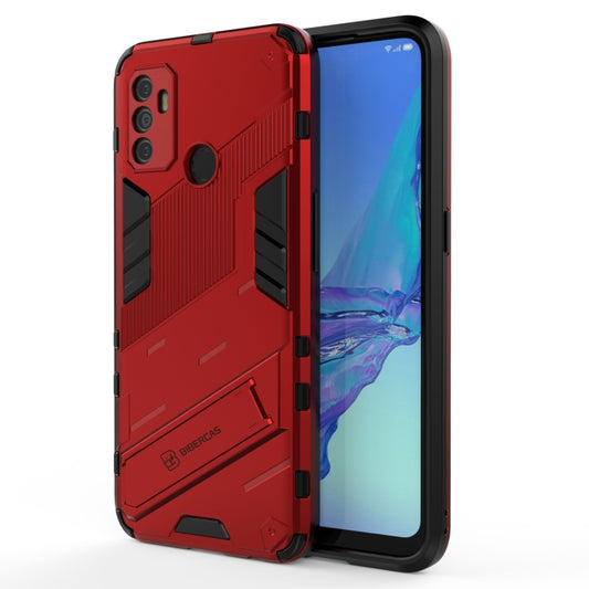 For OPPO A53 4G Punk Armor 2 in 1 PC + TPU Shockproof Case with Invisible Holder(Red) - OPPO Cases by buy2fix | Online Shopping UK | buy2fix