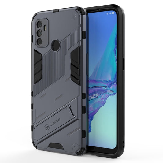 For OPPO A53 4G Punk Armor 2 in 1 PC + TPU Shockproof Case with Invisible Holder(Grey) - OPPO Cases by buy2fix | Online Shopping UK | buy2fix