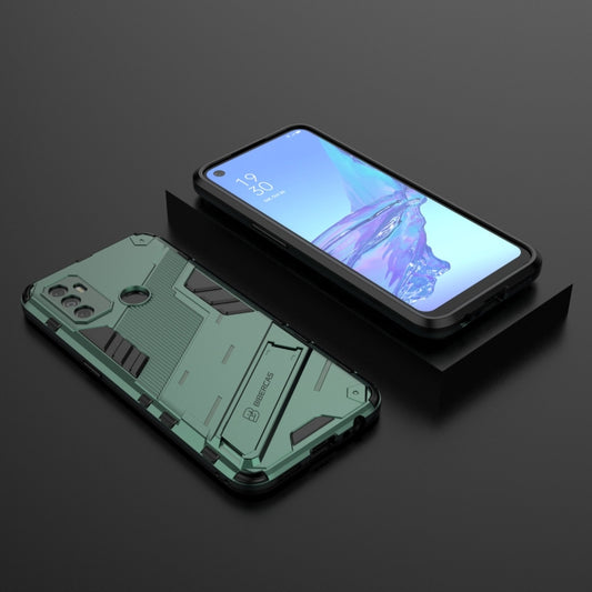 For OPPO A53 4G Punk Armor 2 in 1 PC + TPU Shockproof Case with Invisible Holder(Green) - OPPO Cases by buy2fix | Online Shopping UK | buy2fix