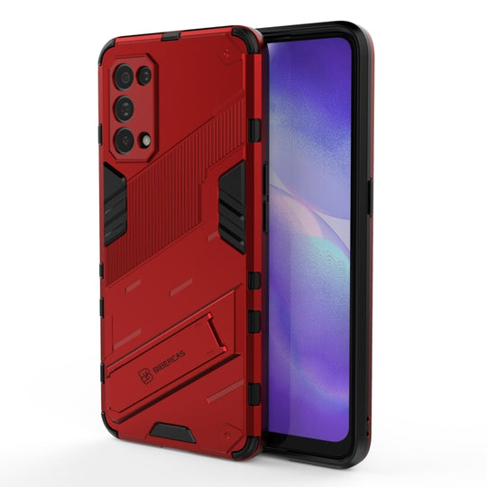 For OPPO Reno5 5G Punk Armor 2 in 1 PC + TPU Shockproof Case with Invisible Holder(Red)