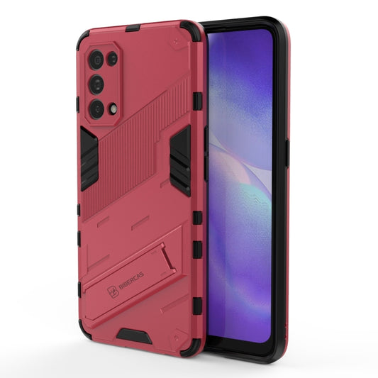 For OPPO Reno5 5G Punk Armor 2 in 1 PC + TPU Shockproof Case with Invisible Holder(Light Red) - OPPO Cases by buy2fix | Online Shopping UK | buy2fix