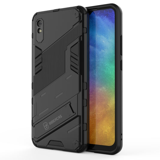 For Xiaomi Redmi 9A Punk Armor 2 in 1 PC + TPU Shockproof Case with Invisible Holder(Black) - Xiaomi Cases by buy2fix | Online Shopping UK | buy2fix