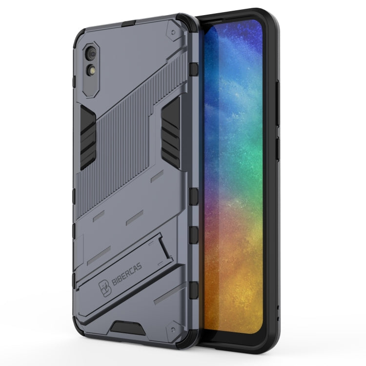 For Xiaomi Redmi 9A Punk Armor 2 in 1 PC + TPU Shockproof Case with Invisible Holder(Grey) - Xiaomi Cases by buy2fix | Online Shopping UK | buy2fix