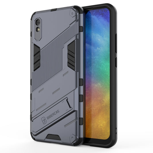 For Xiaomi Redmi 9A Punk Armor 2 in 1 PC + TPU Shockproof Case with Invisible Holder(Grey) - Xiaomi Cases by buy2fix | Online Shopping UK | buy2fix
