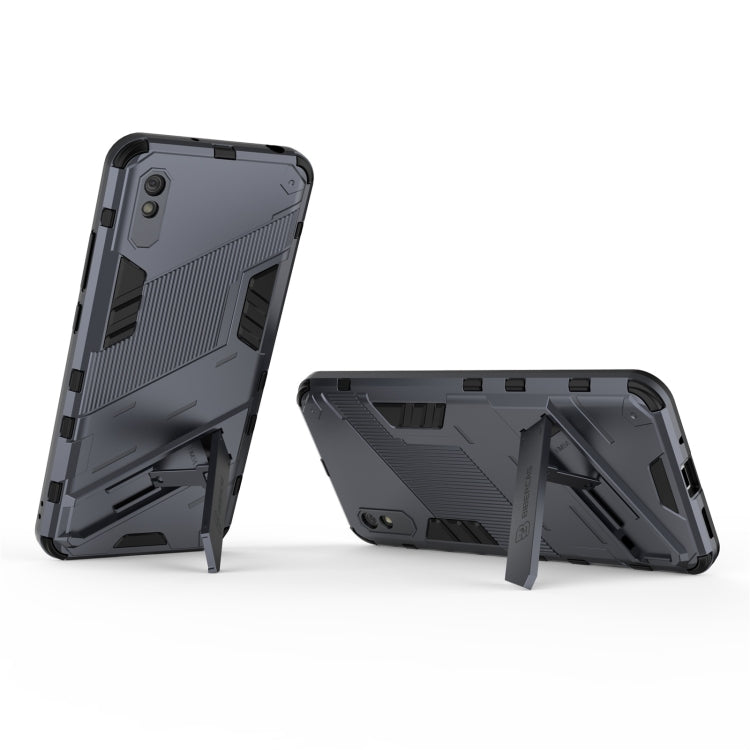 For Xiaomi Redmi 9A Punk Armor 2 in 1 PC + TPU Shockproof Case with Invisible Holder(Grey) - Xiaomi Cases by buy2fix | Online Shopping UK | buy2fix