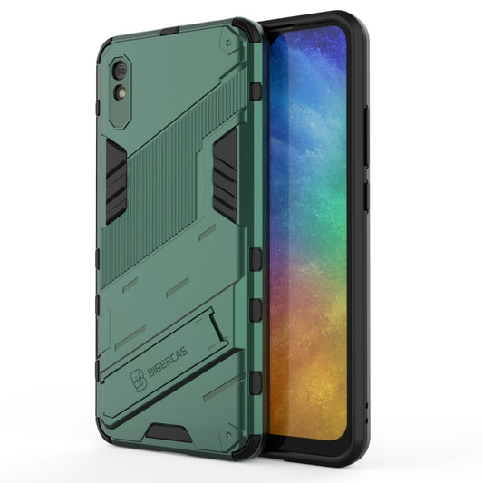 For Xiaomi Redmi 9A Punk Armor 2 in 1 PC + TPU Shockproof Case with Invisible Holder(Green) - Xiaomi Cases by buy2fix | Online Shopping UK | buy2fix
