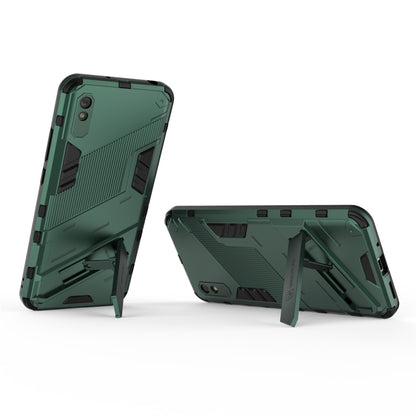 For Xiaomi Redmi 9A Punk Armor 2 in 1 PC + TPU Shockproof Case with Invisible Holder(Green) - Xiaomi Cases by buy2fix | Online Shopping UK | buy2fix