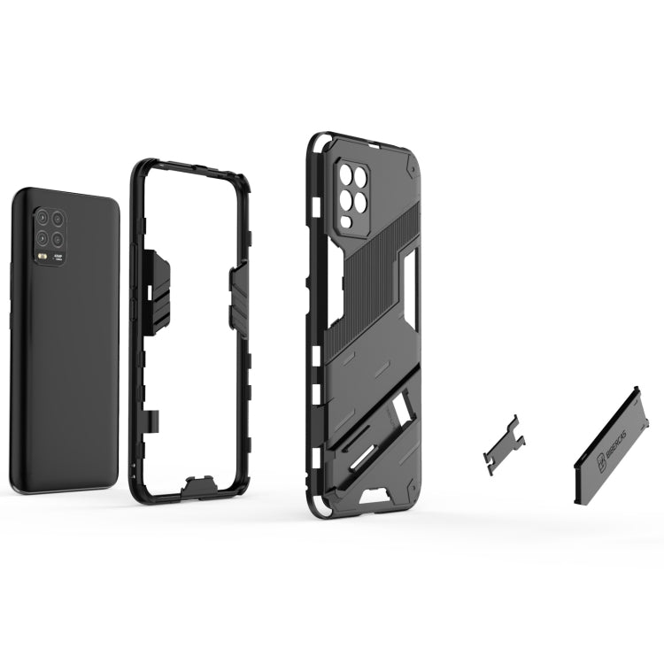 For Xiaomi Mi 10 Lite 5G Punk Armor 2 in 1 PC + TPU Shockproof Case with Invisible Holder(Light Red) - Xiaomi Cases by buy2fix | Online Shopping UK | buy2fix
