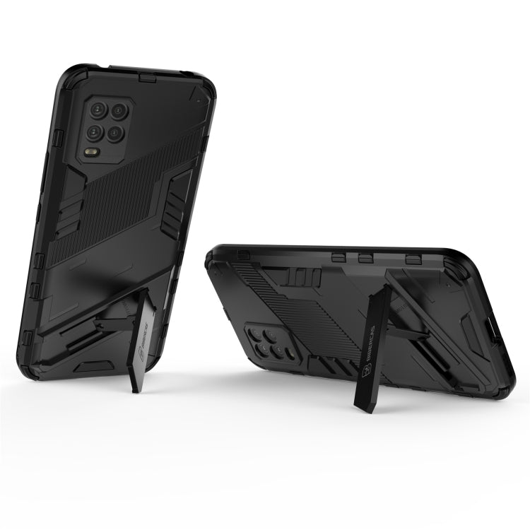 For Xiaomi Mi 10 Lite 5G Punk Armor 2 in 1 PC + TPU Shockproof Case with Invisible Holder(Light Red) - Xiaomi Cases by buy2fix | Online Shopping UK | buy2fix