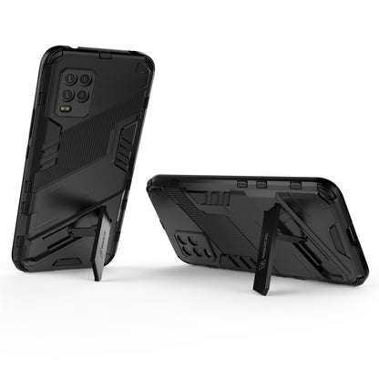 For Xiaomi Mi 10 Lite 5G Punk Armor 2 in 1 PC + TPU Shockproof Case with Invisible Holder(Light Red) - Xiaomi Cases by buy2fix | Online Shopping UK | buy2fix