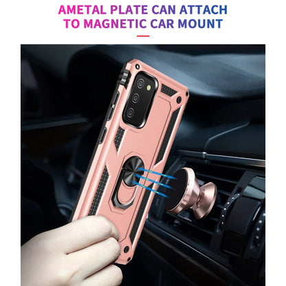 For Samsung Galaxy A02s (US Version) Shockproof TPU + PC Protective Case with 360 Degree Rotating Holder(Rose Gold) by buy2fix
