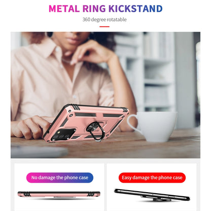 For Samsung Galaxy A02s (US Version) Shockproof TPU + PC Protective Case with 360 Degree Rotating Holder(Rose Gold) by buy2fix