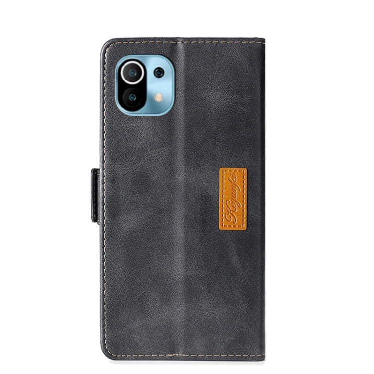 For Xiaomi Mi 11 Retro Texture Contrast Color Side Buckle Horizontal Flip Leather Case with Holder & Card Slots & Wallet(Black) - Xiaomi Cases by buy2fix | Online Shopping UK | buy2fix