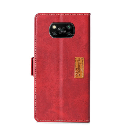 For Xiaomi Poco X3 NFC Retro Texture Contrast Color Side Buckle Horizontal Flip Leather Case with Holder & Card Slots & Wallet(Red) - Xiaomi Cases by buy2fix | Online Shopping UK | buy2fix