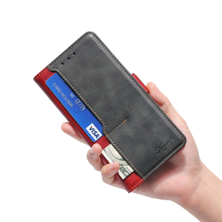 For Xiaomi Poco X3 NFC Retro Texture Contrast Color Side Buckle Horizontal Flip Leather Case with Holder & Card Slots & Wallet(Red) - Xiaomi Cases by buy2fix | Online Shopping UK | buy2fix