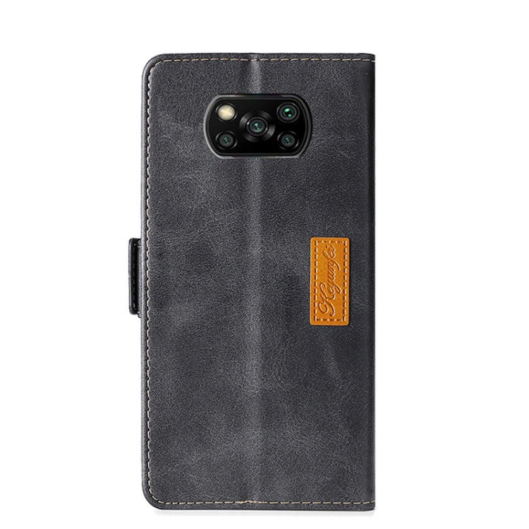 For Xiaomi Poco X3 NFC Retro Texture Contrast Color Side Buckle Horizontal Flip Leather Case with Holder & Card Slots & Wallet(Black) - Xiaomi Cases by buy2fix | Online Shopping UK | buy2fix