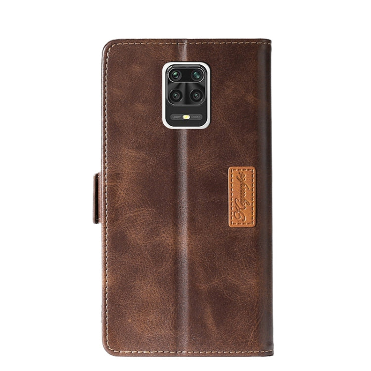 For Xiaomi Redmi Note 9 Pro / 9S Retro Texture Contrast Color Side Buckle Horizontal Flip Leather Case with Holder & Card Slots & Wallet(Brown) - Xiaomi Cases by buy2fix | Online Shopping UK | buy2fix