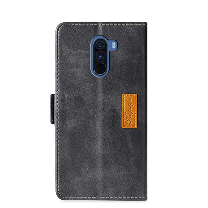 For Xiaomi Pocophone F1 Retro Texture Contrast Color Side Buckle Horizontal Flip Leather Case with Holder & Card Slots & Wallet(Black) - Xiaomi Cases by buy2fix | Online Shopping UK | buy2fix