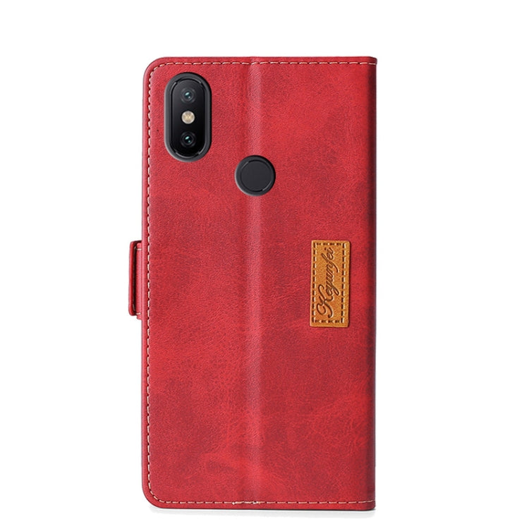 For Xiaomi Mi 6X / A2 Retro Texture Contrast Color Side Buckle Horizontal Flip Leather Case with Holder & Card Slots & Wallet(Red) - Xiaomi Cases by buy2fix | Online Shopping UK | buy2fix