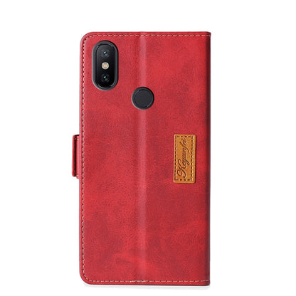 For Xiaomi Mi 6X / A2 Retro Texture Contrast Color Side Buckle Horizontal Flip Leather Case with Holder & Card Slots & Wallet(Red) - Xiaomi Cases by buy2fix | Online Shopping UK | buy2fix