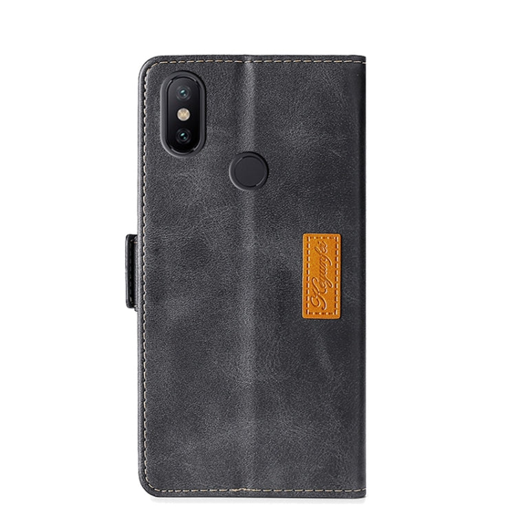 For Xiaomi Mi 6X / A2 Retro Texture Contrast Color Side Buckle Horizontal Flip Leather Case with Holder & Card Slots & Wallet(Black) - Xiaomi Cases by buy2fix | Online Shopping UK | buy2fix