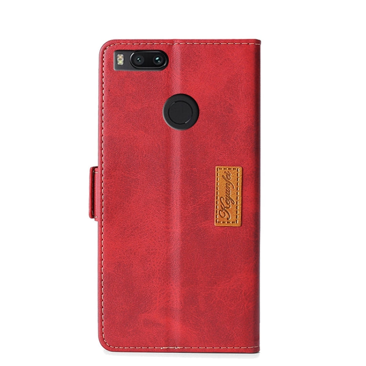 For Xiaomi Mi 5X / A1 Retro Texture Contrast Color Side Buckle Horizontal Flip Leather Case with Holder & Card Slots & Wallet(Red) - Xiaomi Cases by buy2fix | Online Shopping UK | buy2fix