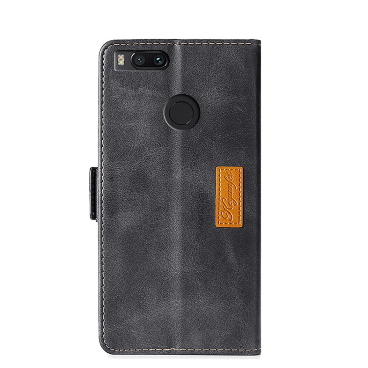 For Xiaomi Mi 5X / A1 Retro Texture Contrast Color Side Buckle Horizontal Flip Leather Case with Holder & Card Slots & Wallet(Black) - Xiaomi Cases by buy2fix | Online Shopping UK | buy2fix