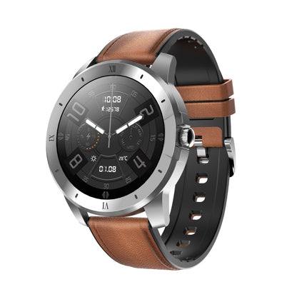 MX12 1.3 inch IPS Color Screen IP68 Waterproof Smart Watch, Support Bluetooth Call / Sleep Monitoring / Heart Rate Monitoring, Style: Leather Strap(Silver Brown) by buy2fix
