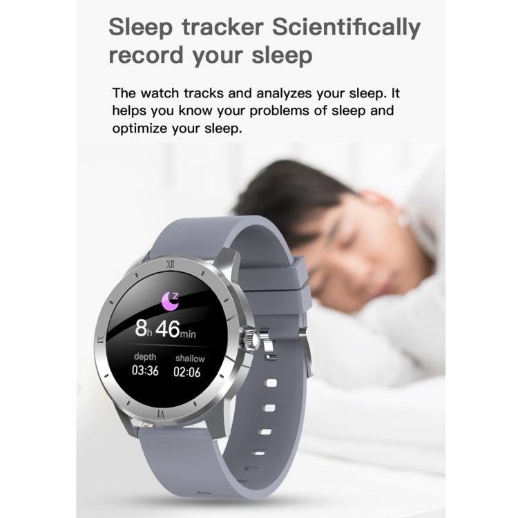 MX12 1.3 inch IPS Color Screen IP68 Waterproof Smart Watch, Support Bluetooth Call / Sleep Monitoring / Heart Rate Monitoring, Style: Leather Strap(Silver Brown) by buy2fix