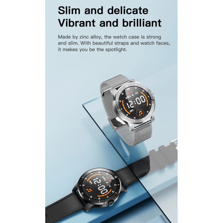 MX12 1.3 inch IPS Color Screen IP68 Waterproof Smart Watch, Support Bluetooth Call / Sleep Monitoring / Heart Rate Monitoring, Style: Leather Strap(Silver Brown) by buy2fix