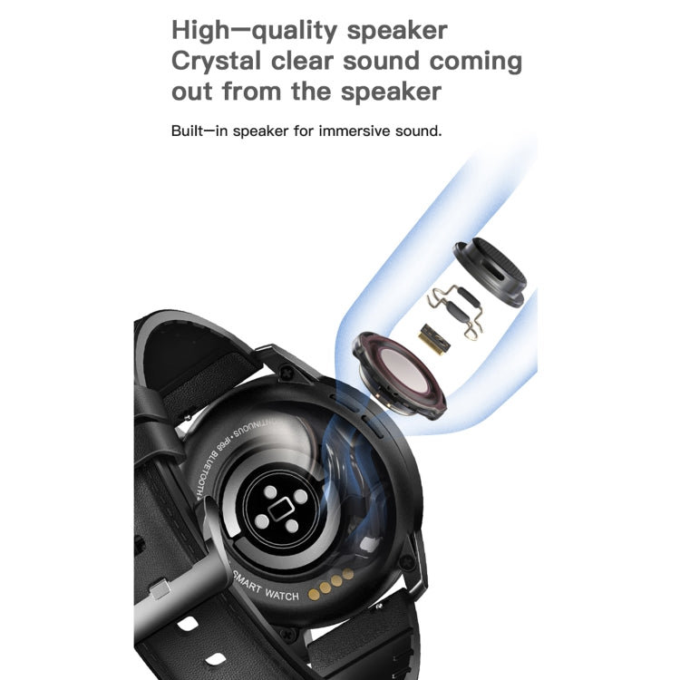 MX12 1.3 inch IPS Color Screen IP68 Waterproof Smart Watch, Support Bluetooth Call / Sleep Monitoring / Heart Rate Monitoring, Style: Leather Strap(Silver Brown) by buy2fix