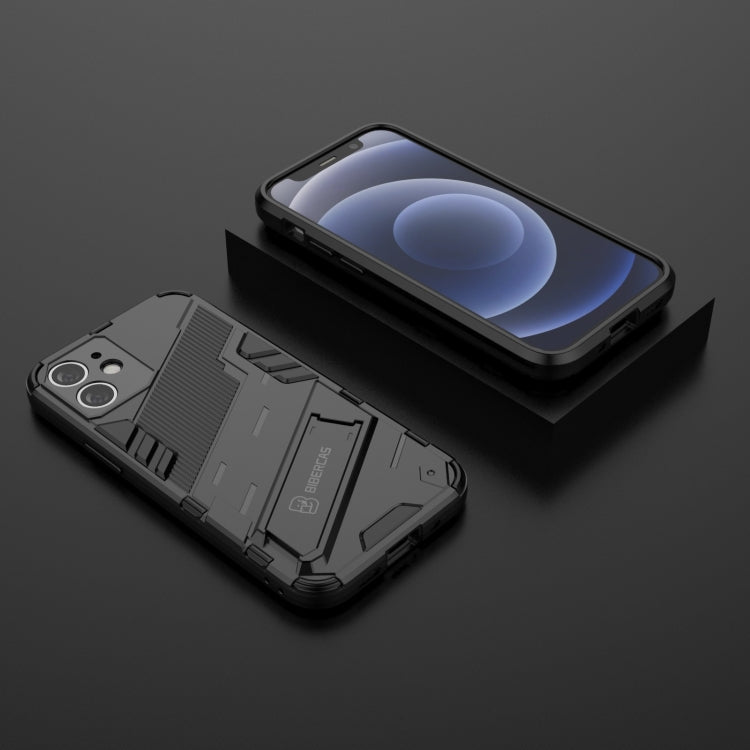 For iPhone 12 mini Punk Armor 2 in 1 PC + TPU Shockproof Case with Invisible Holder (Black) - iPhone 12 mini Cases by buy2fix | Online Shopping UK | buy2fix