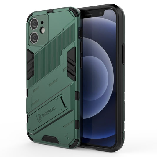 For iPhone 12 mini Punk Armor 2 in 1 PC + TPU Shockproof Case with Invisible Holder (Green) - iPhone 12 mini Cases by buy2fix | Online Shopping UK | buy2fix