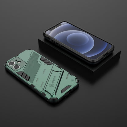For iPhone 12 mini Punk Armor 2 in 1 PC + TPU Shockproof Case with Invisible Holder (Green) - iPhone 12 mini Cases by buy2fix | Online Shopping UK | buy2fix