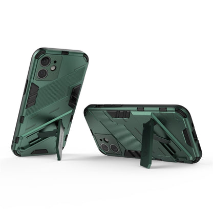 For iPhone 12 mini Punk Armor 2 in 1 PC + TPU Shockproof Case with Invisible Holder (Green) - iPhone 12 mini Cases by buy2fix | Online Shopping UK | buy2fix