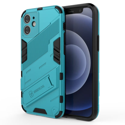 For iPhone 12 mini Punk Armor 2 in 1 PC + TPU Shockproof Case with Invisible Holder (Blue) - iPhone 12 mini Cases by buy2fix | Online Shopping UK | buy2fix