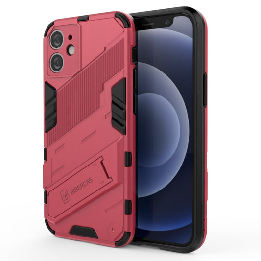 For iPhone 12 mini Punk Armor 2 in 1 PC + TPU Shockproof Case with Invisible Holder (Light Red) - iPhone 12 mini Cases by buy2fix | Online Shopping UK | buy2fix