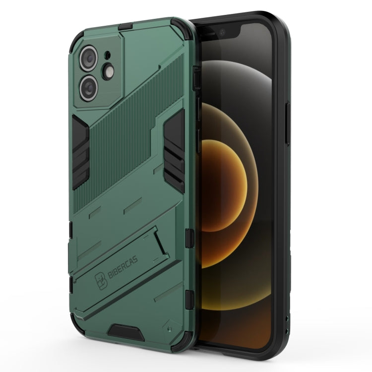 For iPhone 12 Punk Armor 2 in 1 PC + TPU Shockproof Case with Invisible Holder(Green) - iPhone 12 / 12 Pro Cases by buy2fix | Online Shopping UK | buy2fix
