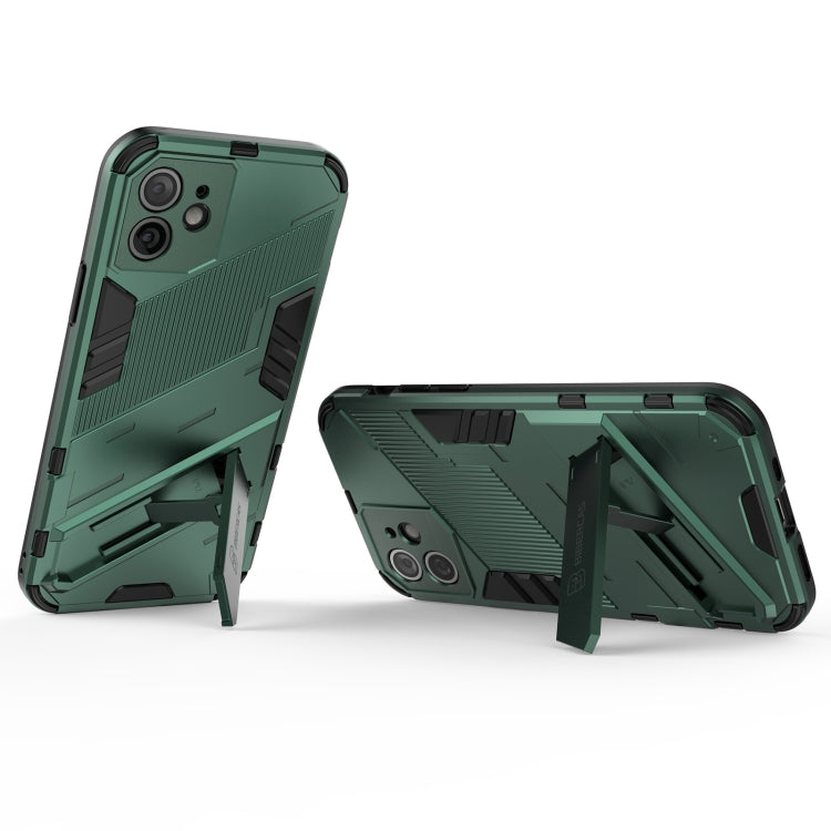 For iPhone 12 Punk Armor 2 in 1 PC + TPU Shockproof Case with Invisible Holder(Green) - iPhone 12 / 12 Pro Cases by buy2fix | Online Shopping UK | buy2fix