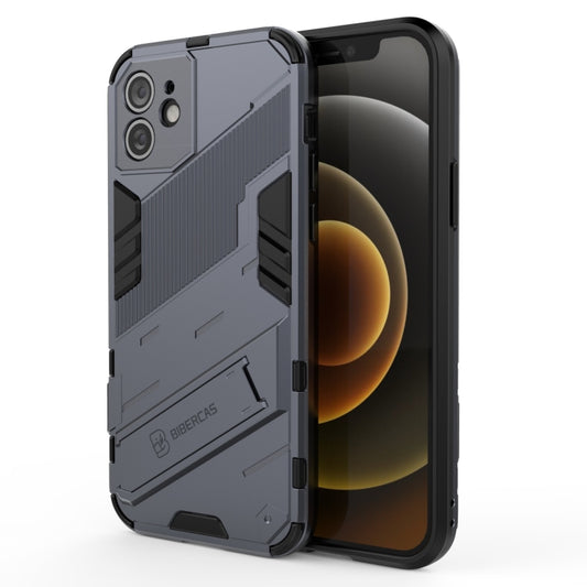 For iPhone 12 Punk Armor 2 in 1 PC + TPU Shockproof Case with Invisible Holder(Grey) - iPhone 12 / 12 Pro Cases by buy2fix | Online Shopping UK | buy2fix