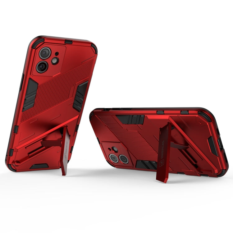For iPhone 12 Punk Armor 2 in 1 PC + TPU Shockproof Case with Invisible Holder(Light Red) - iPhone 12 / 12 Pro Cases by buy2fix | Online Shopping UK | buy2fix