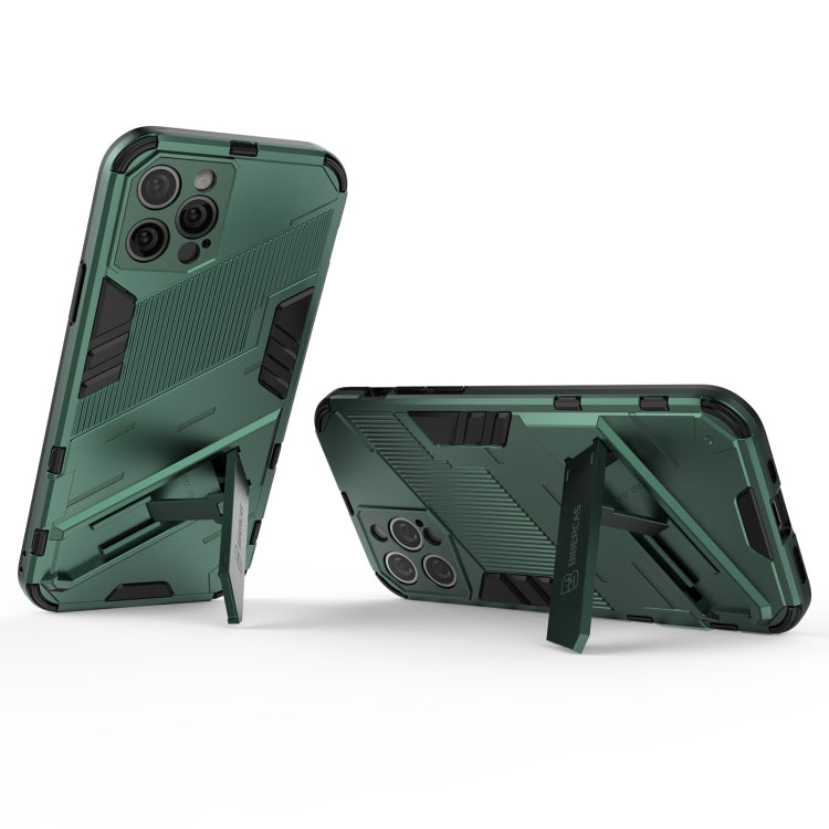 For iPhone 12 Pro Punk Armor 2 in 1 PC + TPU Shockproof Case with Invisible Holder(Green) - iPhone 12 / 12 Pro Cases by buy2fix | Online Shopping UK | buy2fix