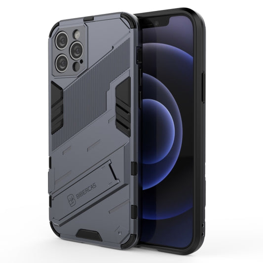 For iPhone 12 Pro Punk Armor 2 in 1 PC + TPU Shockproof Case with Invisible Holder(Grey) - iPhone 12 / 12 Pro Cases by buy2fix | Online Shopping UK | buy2fix