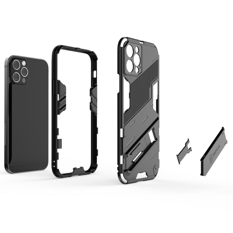 For iPhone 12 Pro Punk Armor 2 in 1 PC + TPU Shockproof Case with Invisible Holder(Grey) - iPhone 12 / 12 Pro Cases by buy2fix | Online Shopping UK | buy2fix