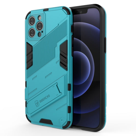 For iPhone 12 Pro Punk Armor 2 in 1 PC + TPU Shockproof Case with Invisible Holder(Blue) - iPhone 12 / 12 Pro Cases by buy2fix | Online Shopping UK | buy2fix