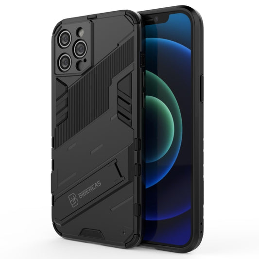 For iPhone 12 Pro Max Punk Armor 2 in 1 PC + TPU Shockproof Case with Invisible Holder(Black) - iPhone 12 Pro Max Cases by buy2fix | Online Shopping UK | buy2fix