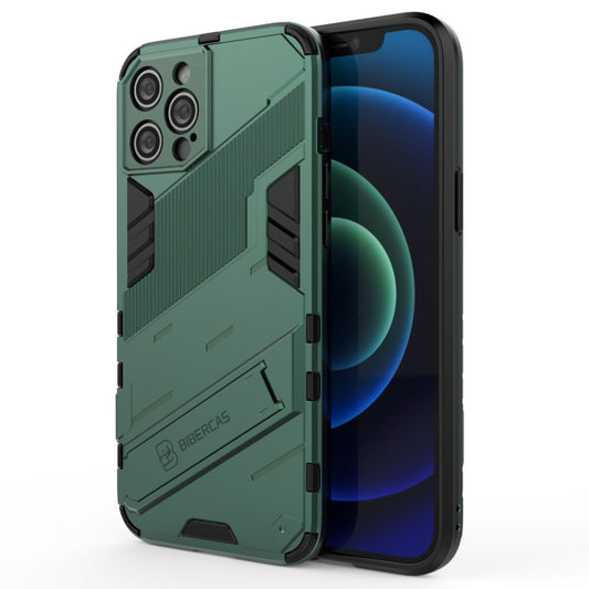 For iPhone 12 Pro Max Punk Armor 2 in 1 PC + TPU Shockproof Case with Invisible Holder(Green) - iPhone 12 Pro Max Cases by buy2fix | Online Shopping UK | buy2fix