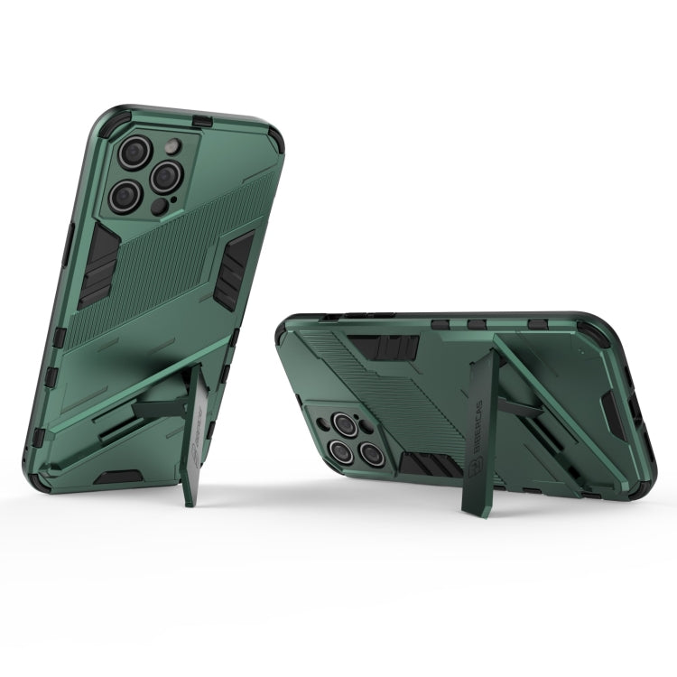 For iPhone 12 Pro Max Punk Armor 2 in 1 PC + TPU Shockproof Case with Invisible Holder(Green) - iPhone 12 Pro Max Cases by buy2fix | Online Shopping UK | buy2fix